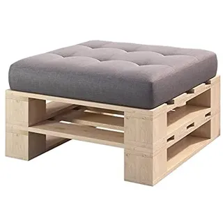 sunnypillow Palettenmöbel Gartenmöbel Set aus Holz Indoor/Outdoor - Europaletten für Möbel Sofa für Balkon Terrasse Garten (Natur Hocker 80 x 60 cm Höhe : 30 cm)