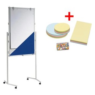 Maul Moderationstafel MAULpro 64088, inkl. Zubehör, Textil / Whiteboard Rollen 75 x 120cm, blau / weiß