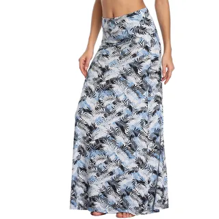 Damen Sommer Hohe Taille Boho Yoga Maxi Rock Elastisch Pull On Lang Röcke(XL, 4) - XL