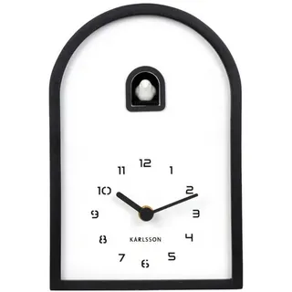 Karlsson Tischuhr Curva, Schwarz, Holz, Linde, 17x25x6 cm, Schlagwerk, Dekoration, Uhren, Tischuhren
