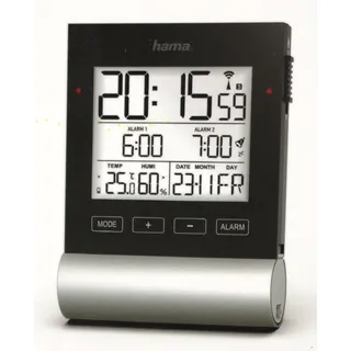 Funkwecker Digital Schlummerfunktion mit Temperatur Datum Wochentag Hama 186416