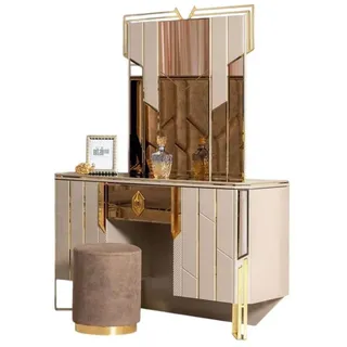 JVmoebel Schminktisch Beiger Vintage-Spiegel mit elegantem Frisiertisch-Design (2-St., Schminktisch/Spiegel), Made in Europa beige