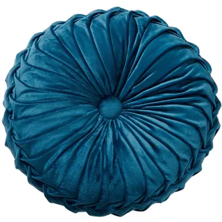 Fouriding Runde Wurf Kissen für Couch dekorative 15 "X 15" Kürbis Runde Samt Kissen für Sofa Bett Stuhl Boden Auto dekorative (Blau)