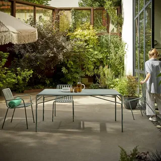 Rechteckiger Gartentisch grün aus Metall, 4–6 Pers. Gaby