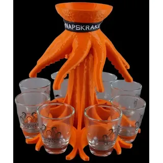 Schnapskrake Schnapsglas Shotverteiler Getränkeverteiler 8 Gläser á 3cl Partygag Orange, Kunststoff orange