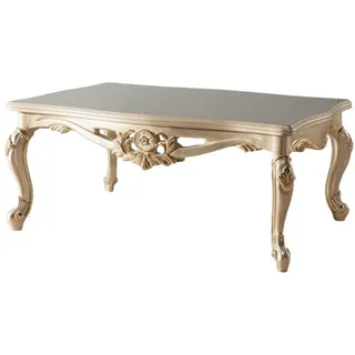 Xlmoebel Couchtisch Eleganter barocker Holztisch mit kunstvollen Verzierungen (Couchtisch), Hergestellt in Europa beige|blau