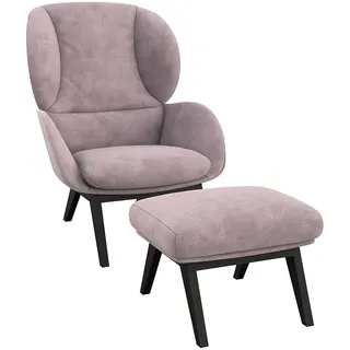 Ohrensessel FLEXLUX "Adria Designsessel, Loungesessel", lila (soft lavender), B:78cm H:100cm T:96cm, 85% Polyester/15%Polyamide, Sessel, Ohrensessel, Stil & Komfort, organische Form, Fuß Holz schwarz