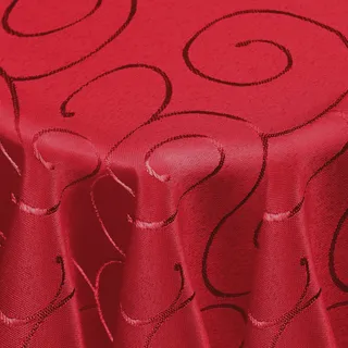 DecoHomeTextil Kringel Tischdecke, Rund 180 cm Dunkelrot, schwere Qualtität, glänzend, Damast Tafeldecke