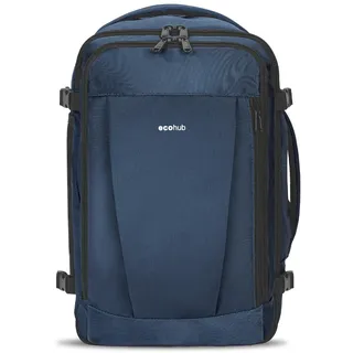 ECOHUB Rucksack 40x20x25 Ryanair Handgepäck 13 Taschen Reiserucksack Flugzeug Carry-ons Wasserdichter Rucksack Damen Klein PET-Recycelte Umweltfreundliche 20L,Patentiert(Blau)