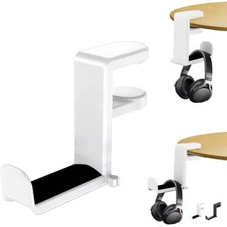 BASVII Gaming Headset Halterung Tisch für DJ,PC,Tisch, Kopfhörerhalter | Gaming Kopfhörer Ständer Weiß, Headset Halter, Kopfhörerständer Gaming, headphone stand, Headphone Holder, Headsethalter