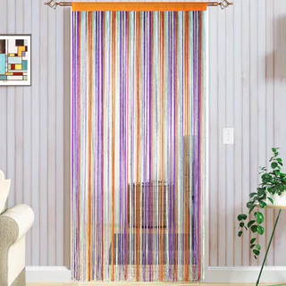 Fadenvorhang Türvorhang Fliegenvorhang Insektenschutz Balkontür Türen Vorhang Terrasse Türvorhänge Terrassentür Fliegentürvorhang Dekorative Gardine Raumteiler Fliegenschutz 90x245cm Regenbogen