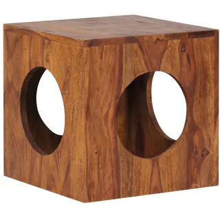 FineBuy Beistelltisch Braun Sheesham 35 x 35 x 35 cm