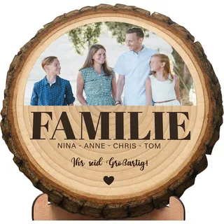 Elbeffekt Familie Geschenk - Baumscheibe - Personalisiertes Fotogeschenk, Familie Weihnachtsdeko, Geschenk für Familien - Geschenk für die ganze Familie, Familie, Familie Geschenk, Wir Geschenk