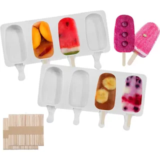 Eisformen Silikon Set, Eis am Stiel Formen BPA Frei, Eisform für Stieleis & Cake Pops, Eiscreme Lolly Backform zum Selber Machen
