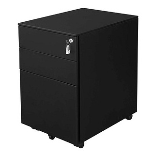 SONGMICS Rollcontainer schwarz 3 Auszüge 39,0 x 52,0 x 60,0 cm