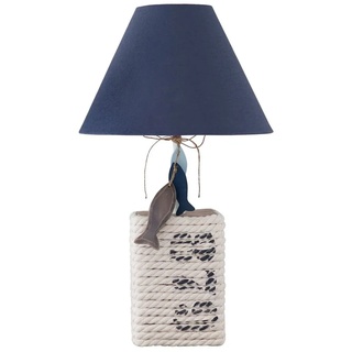 Tischlampe NAUTIC dunkelblau natur mit Seil Tau umwickelt maritime Lampe