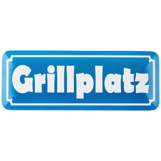 Schatzmix Grillplatz Garten Feier Metallschild 27x10 cm Wanddeko mit Kordel Blechschild, Blech, Mehrfarbig