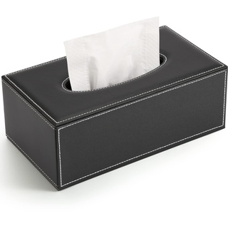 GORESE Leder Tücherbox Kosmetiktücherbox Taschentuchspender (Schwarz 1)