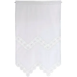 HOSSNER - ART OF HOME DECO Gardine Dufour, Stangendurchzug (1 St), halbtransparent, Wirkware, handgehäkelte Spitze, weiß, Baumwolle weiß 90 cm x 180 cm