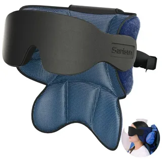 LuxusKollektion Reisekissen Reisekissen 360 Flugzeugkissen Schlafmaske Kopfstütze Meliertes Blau bunt