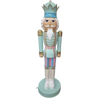 Casa Padrino Luxus Deko Skulptur Nussknacker König Mintgrün / Mehrfarbig H. 200 cm - Lebensgroße Weihnachts Deko Figur - XXL Deko Skulptur - XXL Deko Figur - XXL Weihnachts Skulptur