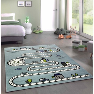 Kinderteppich Teppich Kinderzimmer Kinderteppich Straßenteppich blau, Carpetia, rechteckig, Höhe: 15 mm blau|grün rechteckig - 200 cm x 290 cm x 15 mm