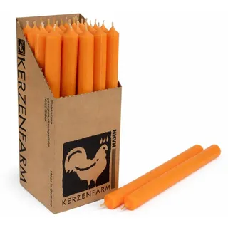 Extra lange Stabkerzen durchgefärbt 25cm (250x22mm) | RAL Tafelkerzen mit 12h+ Brenndauer | Ohne Tropfen & Rußen | Leuchterkerzen für Deko | Made in Germany (10, Mandarin)