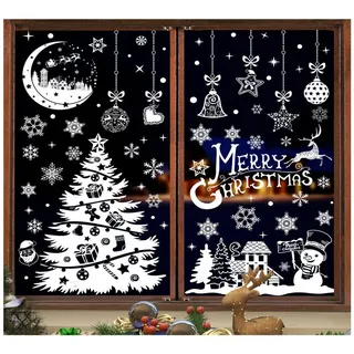 Coonoor Fensterfolie Weihnachts-Fensteraufkleber, Fensterdekoration Doppelseitig, Aufkleber Weihnachtsdeko Fenster Weihnachtsfensteraufkleber