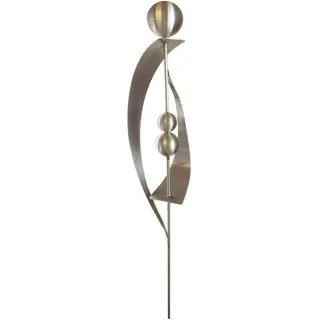 Gartendekoshop24 – Gartendeko Edelstahl Stab. Gartenstecker Edelstahl, 117 cm, mit 3 gebürsteten Edelstahlkugeln. Schicker Gartenstab, handgemacht, für draußen. Stab aus Edelstahl, wetterfest.
