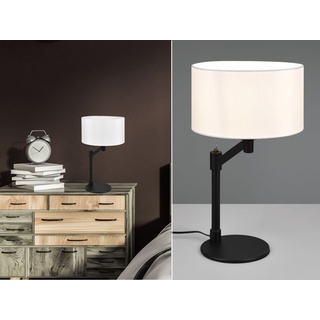 Große LED Tischlampe Schwarz & Stoffschirm Weiß Fensterbank & Nachttischlampe