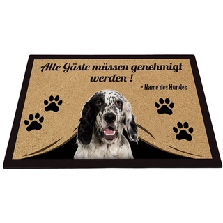 BAGEYOU Personalisierte Fußmatte mit Meinem Liebeshund Englischer Setter Alle Gäste Müssen Genehmigt Werden Bodenmatte 60 x 40 cm