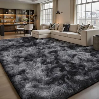 Sour Lemon Hochflor Teppich Grau Teppich Wohnzimmer 200x300 Waschbar Anti-Rutsch Extra Große Teppiche Schlafzimmer Flauschige Moderne Teppiche Matte Teppichen für Schlafzimmer Kinderzimmer