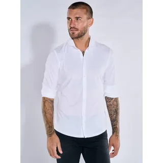emilio adani Herren Funktionshemd langarm weiß slim fit uni Haifisch - L