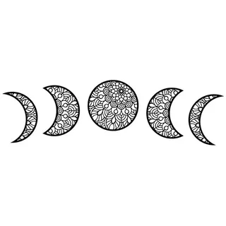 Namofactur Wanddekoobjekt Mondphasen Mandala Holz Wand Deko Wohnzimmer (5-teilig), Mond Wandtattoo Schlafzimmer schwarz