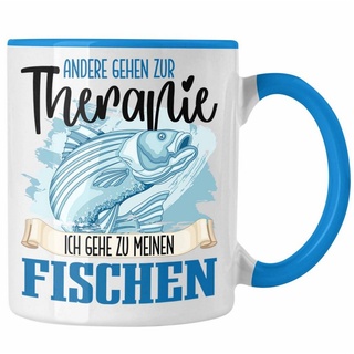 Trendation Tasse Trendation - Angler Tasse Geschenk für Fisch Besitzer Therapie Lustige blau