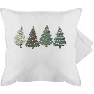 Shirtracer Kissenbezug - Weihnachtskissen Christmas Geschenke - Weihnachtsbäume - 50 x 50 cm - Weiß - kissenbezüge Weihnachten Weihnachts-Kissen weihnacht Tannenbaum kissenhüllen Kissen wintermotiv