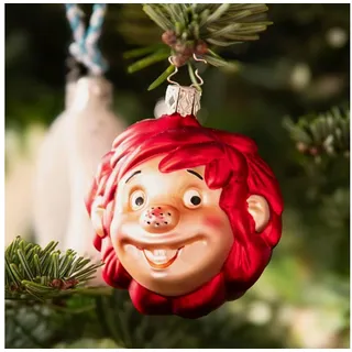Bavariashop Weihnachtsbaumkugel ®Pumuckl Weihnachtskugel • Mundgeblasener Baumschmuck • 7 x 7 cm rot