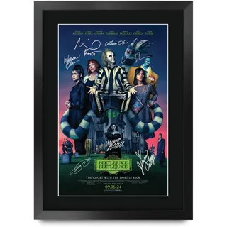 HWC Trading Beetlejuice 2 Michael Keaton Geschenke Geduckter Poster Signiertes Autogramm Foto für Fans von Film Memorabilien - A3 Gerahmt