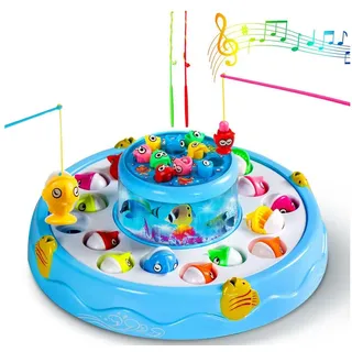 CLTYQ Lernspielzeug Magnetische Angelspiel Montessori Spielzeug ab 3 Jahre, Fische Angeln Spiele Spielzeug für Junge und Mädchen blau
