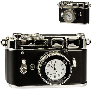 alles-meine.de GmbH kleine - Tischuhr/Miniatur - Uhr - Kamera - Spiegelreflexkamera - aus Metall - 7,8 cm - batteriebetrieben - Analog - Batterie - schwarz - Zahlen Stehuhr/S..