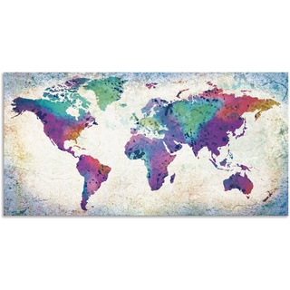 Wandbild »bunte Weltkarte«, Land- & Weltkarten, (1 St.), als Alubild, Leinwandbild, Wandaufkleber oder Poster in versch. Größen, 91756959-0 bunt B/H: 60 cm x 30 cm