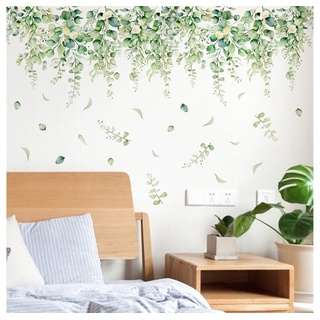 Rouemi Wandtattoo Schmetterlingsblütentapete, dekorative Wandabziehbilder Wohnzimmer grün