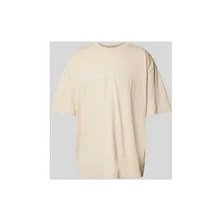 Oversized T-Shirt mit Label-Print Modell 'GILFORD', Sand, XS