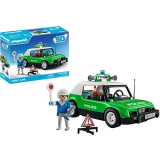 PLAYMOBIL Jubiläumsset 71591 Classic Polizeiauto, aufregende Fahrten mit dem kultigen Retro-Polizeiwagen aus den 70ern, mit Accessoires, hochwertiges Sammelauto oder Spielzeug für Kinder ab 5 Jahren