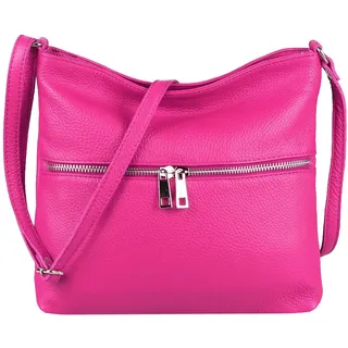 OBC Damen Leder Tasche Cross Body Schultertasche City Bag Crossover Umhängetasche Henkeltasche Clutch Ledertasche Damentasche (Pink 28x26x2 cm) - ca.: 28x26x2 cm (BxHxT)