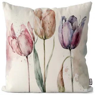 VOID Frühling Tulpen Ostern 40x40 Kissenhülle Polyester Zierkissen Couchkissen Ostern Osterdeko Deko