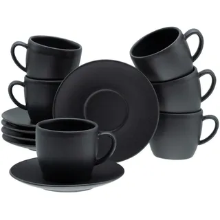 Creatable Tassenset Soft Touch Black, Keramik, 12-teilig, 23.5x22.5x32.5 cm, Kaffee & Tee, Tassen, Kaffeetassen-Sets