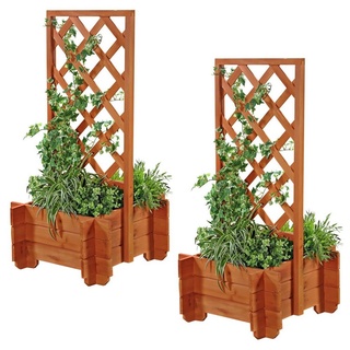 Melko Rankgitter Blumenkübel mit Rankhilfe Holz 2 Stück Pflanzkübel Spalier RankgitterSet, 2 St., Stück, als Sichtschutz nutzbar braun