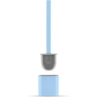 Wc-bürstenplatte Aus Silikon – Wc-bürste Und Halter, Tropffrei, Antibakteriell, Belüftete Wc-bürste, Geruchlos, Schnell Trocknend, Wc-bürste Zur Wand-/bodenmontage, Für Badezimmer Und Wc, Blau - Crezu