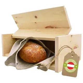Brotkasten aus Zirbenholz mit Gitter und Bäckerleinen, 45x16x25 cm
